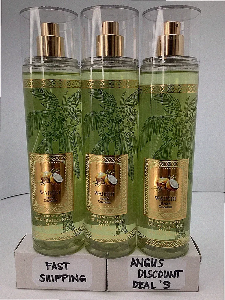 3 PACK BATH & BODY WORKS WAIKIKI BEACH COCONUT FINE FRAGRANCE MIST SPRAY 8.OZ.