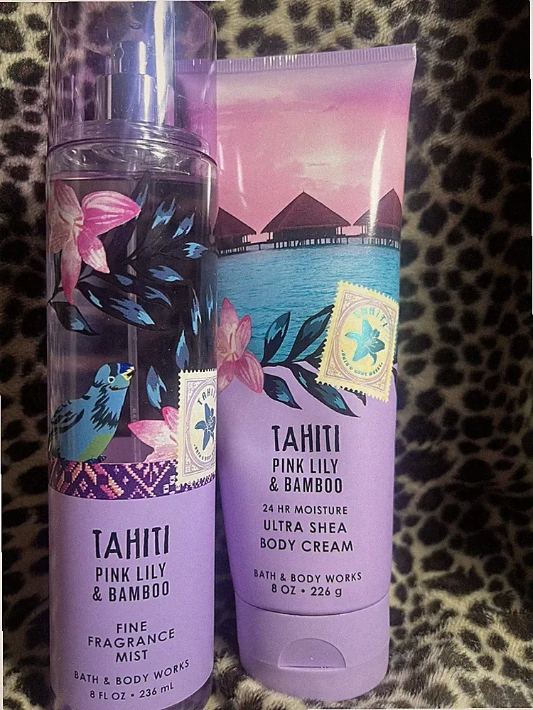 Bath & Body Works PINK LILY & BAMBOO 8 oz FRAGRANCE MIST & 8 Oz. BODY CREAM