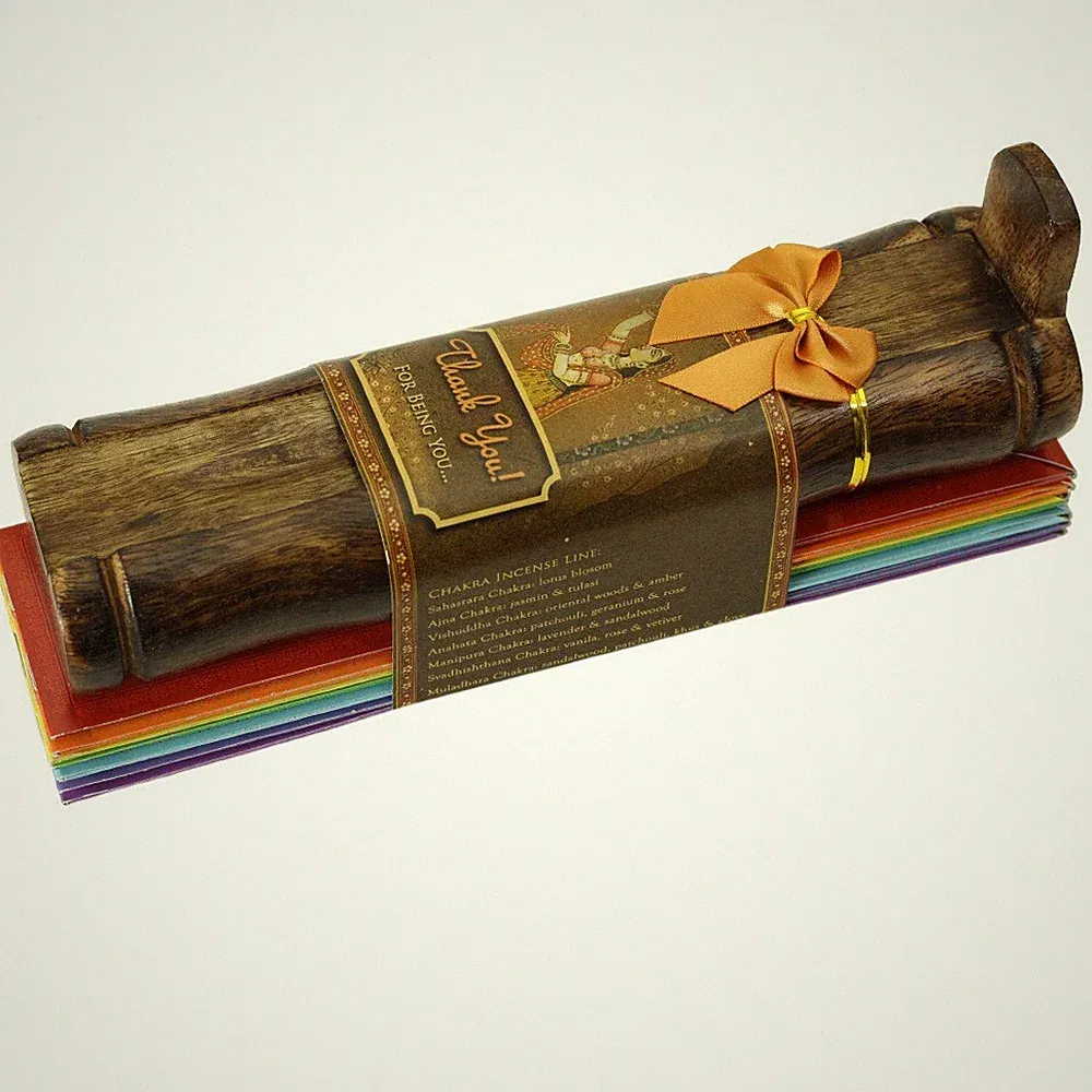 Incense Gift Set-Bamboo Burner+3 Chakra Incense Sticks-Thank You For Being You