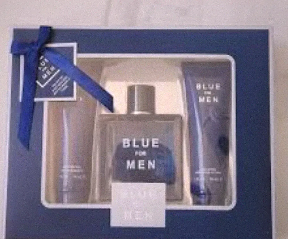 Men's Fragrance Gift Set Spray & Shower Gel Blue for Men, Robot, Bamboo