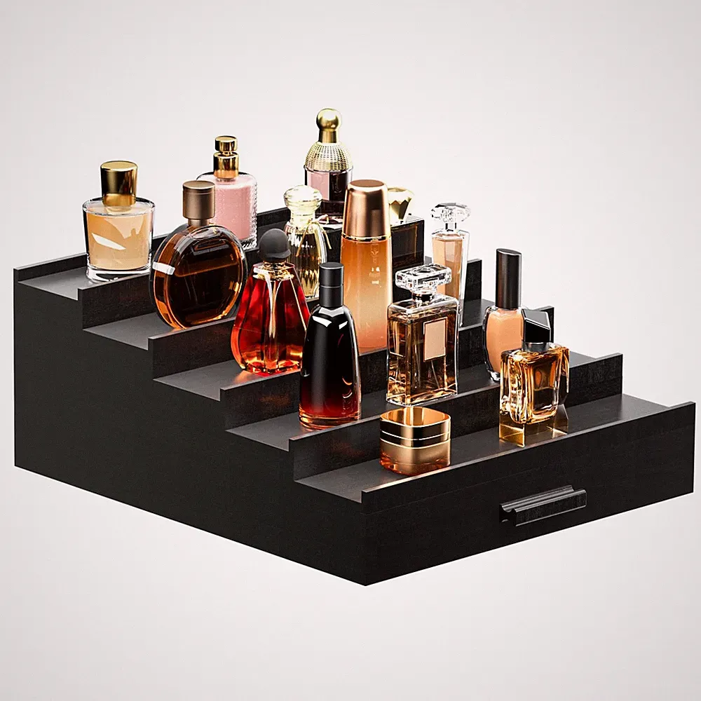 Perfume Organizer 5 Tier Bamboo Cologne Display Hidden Storage Black Sephyroth