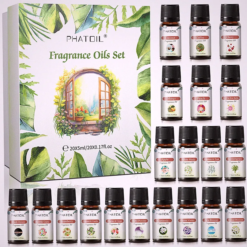 Premium Fragrance Oils Gift Set (20pcs x 5ml) for Diffuser,Candle & Soap Making