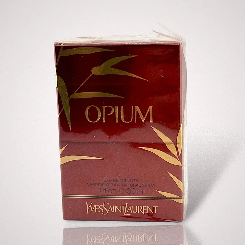 YSL OPIUM EDT 1ozFACTORY SEALED 2014 BURGUNDY GOLD BAMBOO BOX YVES SAINT LAURENT